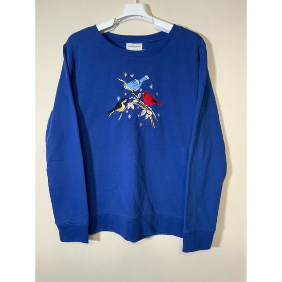 IB Diffusion Vintage Birds Crewneck Sweater Blue Women’s Size Large - Picture 1 of 6